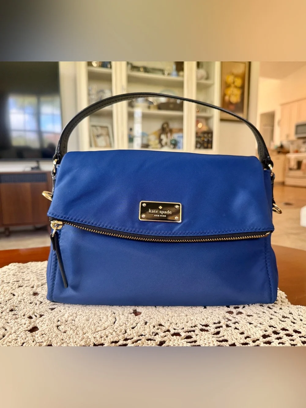 kate spade Royal Blue Shoulder Bag with Gold Accents